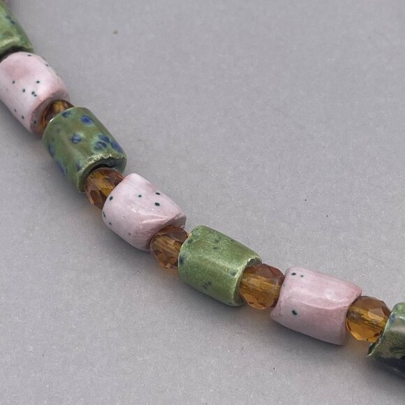 925 Sterling Grapes Pendant Ceramic Beads Necklace - Picture 6 of 8